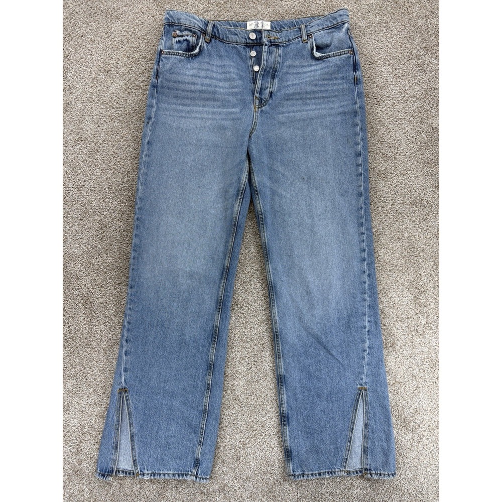 Free People We The Free High Waist Slit Hem Jean Women's 31 Vintage Light Wash